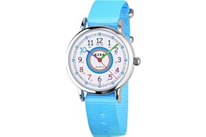 KZKR Kinderuhr Jungen Armbanduhr Nylon Quarz Analog Einfach-Lesen Lernuhr Sportlich Blau Jungenuhr Geschenk Uhr