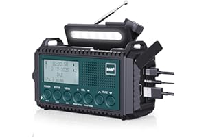 ROCAM Dab/Dab+/FM Radio d'urgence Portable, Radio Solaire Manivelle avec Lampe Torche LED & Lampe de Lecture, 5000mAh Batterie Rechargeable, Alarme SOS de Camping, Bleu