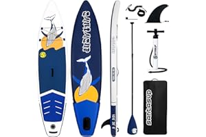 Santasup Stand Up Paddle Planche de Surf Sup Gonflable Complet Accessoires Paddle Gonflable Pagaie Réglable, Pompe, Tapis Antidérapant, pour Adultes Pompe, Sac à Dos de Voyage ISUP