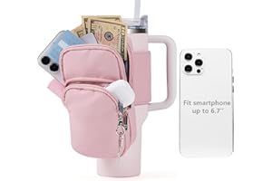 SUITMAT Water Bottle Pouch for Stanley Quencher H2.0 FlowState Tumbler, Large Pouch Bag for Stanley Cup Accessories, Cup Backpack with Multiple Pockets for Phone, Cards, Keys (Bag Only)