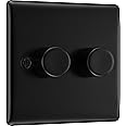 BG Electrical Intelligent Double Wall Dimmer Switch, 2 Way, Raised Profile, Round Edges, Nexus Metal, Matt Black, 200W, NFB82