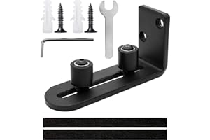 TETEWEVER Schiebetür Bodenführung Einstellbar Bodenführung Wand/Tür Unterseite Schwarz Boden Rollenführung mit Schrauben, Metall Kohlenstoffstahl Schiebetür Führung für Schiebetür, Scheunentor