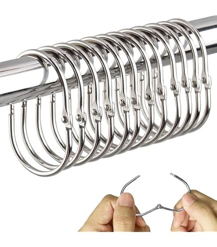 12 ganci decorativi per tende da doccia, in acciaio inox, per bagno, tende da doccia, anelli in stile bohémien, colore verde bohémien