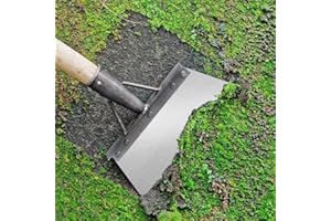 HIESSGOZY Pala da giardino multifunzionale, in acciaio inox per erbacce e muschio, pala piatta per paesaggistica e giardino raschietto pala (25 cm)