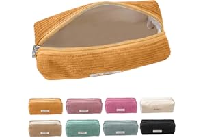 ELECTRI-HQ pencil case，Trousse à Crayons en Velours CôTelé, 8 couleurs au choix，Trousse à Crayons Unie, Grande Trousse De Papeterie, Trousse De Maquillage, Trousse à Crayons avec Fermeture éClair (Jaune)