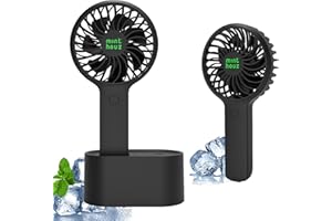 Minthouz Ventilatore Portatile 90° Automatica Rotazione - Ventilatore USB Ricaricabile Mute Mini Ventola da Tavolo - 3 Velocità e 2000mAh Batteria Incorporata per Interni Campeggio (nero)