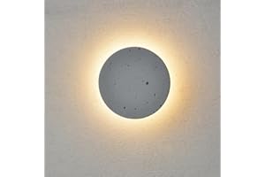 ouglres Led Wall Sconce Round,Grey Cement Wall Lamp,Minimalist Wall Mount Light with Sleek Finish Design,Modern Indoor Sconces Lighting for Bedroom,Living Room,Hallway,12w 3000k,Warm White