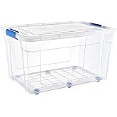 Glassy Şeffaf Tekerlekli 90 L Saklama Kabı - 47,5x69,5x40,5 (h) cm