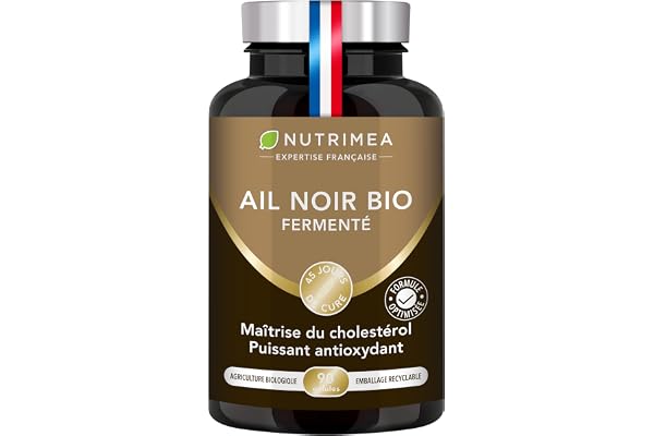 AIL NOIR – Fermenté BIO – 1000 mg – Extrait 4:1 Standardisé en S-allyl-cystéine - Soutient la Circulation Sanguine, Antioxydant Naturel - 90 Gélules Vegan - Nutrimea - Fabriqué en France