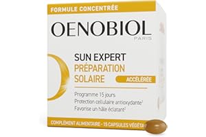 OENOBIOL SUN EXPERT Préparation Solaire Accélérée - Protection Cellulaire Anti-Oxydante - Favorise Un Hâle Intense Et Éclatant - Complément Alimentaire 15 Capsules Végétales 15 Jours