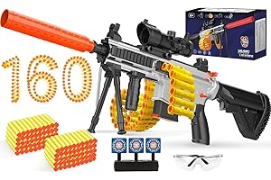 XMIFER Pistolas de Juguete automáticas para Nerf Guns, Pistola de Juguete de Espuma M416 Mejorada de 6 Modos con 160 Dardos, Juegos de Tiro para niños con Scope Bipod, Juguetes para 6+ niños