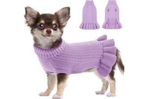 ALAGIRLS Suéter clásico de punto extra grande para perro, ropa de forro polar grueso y transpirable, ropa de perro púrpura para niñas y niños, traje de suéter de Navidad para perritos, morado, talla XL