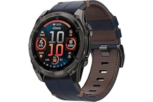 TOPSIC Skórzany pasek do zegarka Garmin Fenix 7X, 26 mm, prawdziwa skóra, pasek do zegarka Fenix 8 51 mm, FEnix 6X, FEnix 6X Pro, FENix 5X, FENix 5X Plus, FENIX 3, FENIX 3 HR, Enduro 2