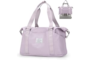 HYC00 Bolsa de Gimnasio Mujer con Compartimento para Zapatos y Bolsillo húmedo,Bolsa de Deporte Mujeres,Bolsa de Lona de Viaje Bolsas de Hospital,Bolsa de Fin de Semana para Natación Yoga，Morado