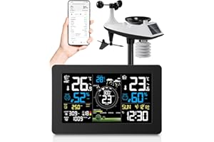 REGEVO Station Météo Connectée WIFI, 11 en 1 Professionnelle Station Meteo Sans Fil avec Capteur Extérieur, Anémomètre, Pluviomètre, Girouette, Thermomètre, Hygromètre, Prévisions Météorologiques, Indice UV