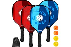 Touyinger Palas de Pickleball, Pickleball Set Raquetas Juego de Palas de Pickleball con 4 Pelotas y Bolsa Portátil, Deportes de Pickleball de Interior y Exterior para Hombres Mujeres
