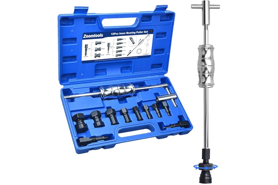 Zoomtools 12-Pcs 8-32MM Blind Hole Inner Bearing Puller Kit with Slide Hammer and Expandable Collets for Auto & Motorcycle