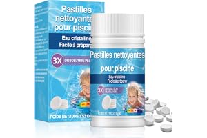 Chlore Piscine, Galet Chlore Piscine Multifonction à Dissolution Lente, Longue Désinfection, Eau Propre et Sa…