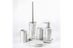 Home Harbour Modern Bathroom Collection | Set of 6 Bathroom Accessories | Soap Dispenser, Toothbrush Holder, Storage Holder, Tumbler, Tray, Toilet Brush Holder | Décor Organiser (Set of 6 Collection)