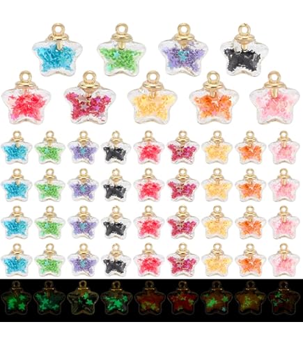 50 Ciondoli Vetro Che Si Illuminano Al Buio - 5 Colori Per Gioielli Fai-Da-Te - Foto 7