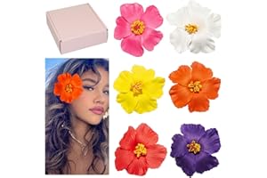 Kabwea 6 pinzas hawaianas para el pelo, diseño de flores de hibisco, pinza para el pelo, flor