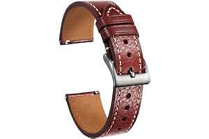 torbollo Pulsera de cuero para hombres y mujeres, correa de reloj suave de grano superior de liberación rápida de 18 20 22mm de reemplazo de la vendimia