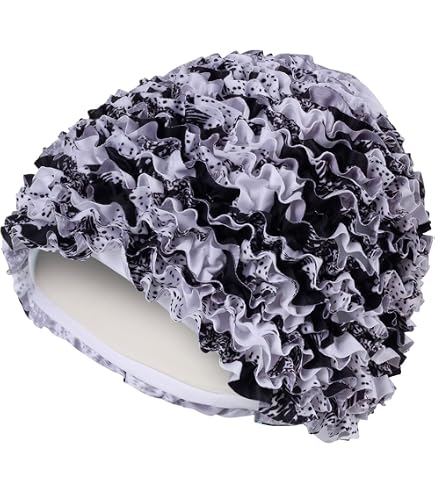 Bonnet De Bain Femme Strass & Fleurs Rétro – Élégant, Extensible Et Chic Pour Piscine Ou Spa