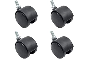 MroMax Roulette pivotante avec tige filetée de 3,8 cm de diamètre, MRO190802W-0058, Thread: diameter 8mm+length 15mm, 4pcs