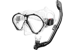 Gintenco Kids Snorkel Set, Diving Mask Dry Top Snorkel Set Kids, Anti-Fog Panoramic Snorkel Mask Impact Resistant Tempered Glass, Snorkelling Gear with Breathing Tube for Youth Junior Girls Boys