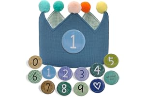 JOYUE Corona Compleanno per Bambini, Cappello da Festa con Numeri Intercambiabili da 0 a 9, Cappello di Compleanno in Tessuto Verde