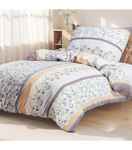 HENGWEI Bettwäsche 135x200cm Blau-Weiß - OEKO-TEX Mikrofaser Set