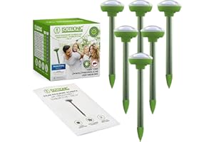 ISOTRONIC® Solar Mole Scarer, Effective Vibrasonic Deterrent against Mole, Mouse, Rat, Ant, Vole, Snake - High Frequency Outdoor Repeller - Pack of 6 Pcs.