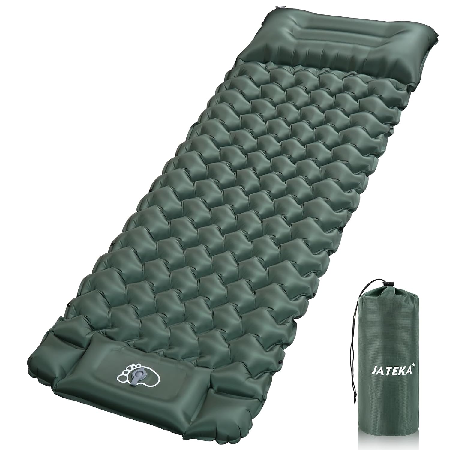 JATEKA Materassino Campeggio, Autogonfiabile Materasso Gonfiabile Singolo Con Pompa A Pedale, Materassino Gonfiabile Con Cuscino, Compatto E Leggero, Ideale Per Campeggio Trekking Viaggi Tenda