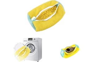 HIYAA Sacchetti per biancheria per scarpe,Borsa per lavaggio scarpe lavatrice riutilizzabili,Rete biancheria lavatrice scarpe per proteggere le scarpe,Borsa per pulizia scarpe per tutti i tipi di(Giallo)