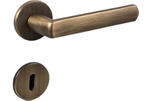 Gedotec Poignée de Porte Laiton Bronze Brossé Vintage Antique LUCE | Qualité Durable & Solide Intérieur & Extérieur Chambre Salon | Serure Droite Salle de bain BB