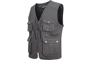 MeiLayM Uomo All'aperto Gilet Giacca Multi-Tasca Pesca di cotone Gilet Casual Leggero Traspirante Giubbotto Senza Maniche Fotografi Utility Gilet Campeggio Sport Giubbotto