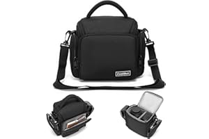 Cwatcun Camera Bag, SLR Cameras Case, Sling Crossbody Compact Camera Single Bag Case Compatible for Canon Nikon Sony SLR DSLR Mirrorless Cameras and Lenses Water Resistant Black Small