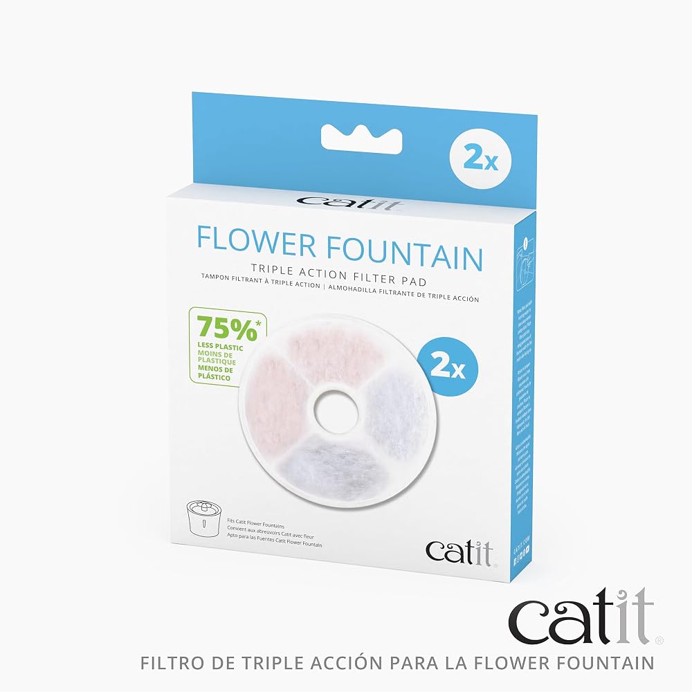 Catit Triple Action filtre çerçevesiz, Catit çiçek çeşmesi için filtre, 2'li paket