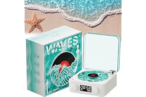 BATWHO The Waves Vinyl Player, Waves Vintage Vinyl Record Player Bluetooth Speaker, Bluetooth Vinyl Record Player Waves, Waves Retro Vinyl Record Player (White)