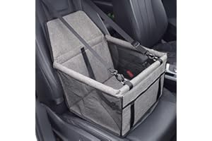 DETEXIS Dog Car Seat, Car Seat Dog Car Carrier with Clip-On Safety Rope and PVC Support Tube, Waterproof Dog Travel Bed, Folding Portable Dog Booster Car Seat