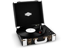 AUNA Jerry Lee - Giradischi Vintage, Lettore Vinili, Unità a Cinghia, Altoparlanti Stereo, USB, 3 Velocità, 33/45/78 giri/min, 3 Dimensioni di Dischi, Funzione di Avvio Automatico, Nero/Bianco