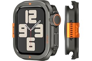 Suphart Metal Bumper Cover Compatible with Apple Watch Series 6/5/4/SE Case, [Turn 44mm into Ultra Look] Rugged Shockproof Protector with Back Frame for iWatch 44mm, Graphite