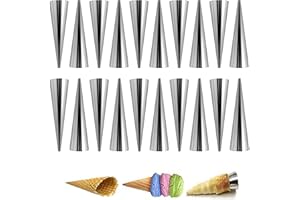 Wxinsheng Moules Corne à Crème,20 PCS Corne Pâtisserie en Acier Inoxydable,Cone INOX,Moules à Cannoli en Acier Inoxydable,pour Croissants,Cornets à Glace et Pâtisseries