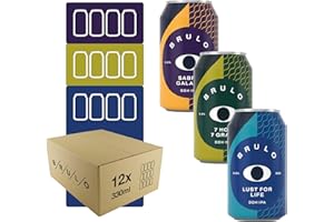 Brulo Non-Alcoholic Beer, 12 Pack Non-Alcoholic Beer - Explore a World of Flavours, Low-Calorie, Vegan, & All-Natural Ingredients. (Mixed IPA)