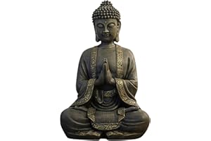 ZEN LIGHT Zen'Light - Große Zen Buddha-Statue (40 cm) - Hervorragendes Finish, Patina-Anstrich, Harz - Schönes Objekt zur Dekoration und Feng Shui für das Haus, Bronze