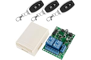 VAILEAL 433MHZ FR Telecomando senza fili 2 canali: AC 220V 230V 240V Ricevitore relè wireless con 3 trasmettitori, modulo relè RF, interruttore trasmettitore per telecomando del cancello del garage