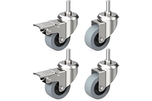 RAVN HAMAN 4er Set Möbelrollen 50 mm mit Gewinde-Stift 10 mm x 25 mm - Schwerlastrollen mit Bremse bis 30 kg pro Rad - Transportrollen für innen und außen - Lenkrollen für viele Bodenarten