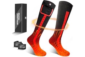 SUN WILL Calze Riscaldate per Uomo e donna Calzini Elettrici 7.4V 2200MAH Batteria Ricaricabile Scaldapiedi Invernali per Sport Esterno Pesca Escursionismo Ciclismo Caccia Calze Calde Interni ﻿