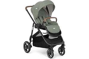 Joie versatrax™ Buggy, kompakt faltbar, flache Liegeposition, Reisesystem-kompatibel, mit Regenschutz & höhenverstellbarem Schieber, Geburt bis 4 Jahre (0–22 kg), laurel