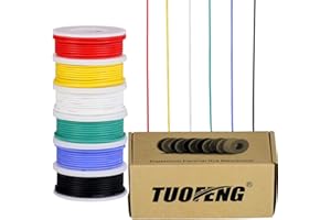 TUOFENG - Set di fili elettronici, 22 AWG, filo di rame stagnato, 0,32 mm², trefoli flessibili in silicone, filo di collegamento (6 bobine in diversi colori da 8 metri)